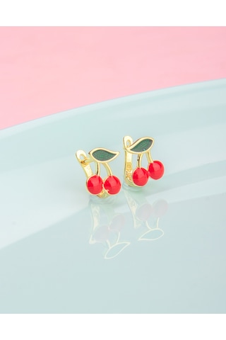 925 Ayar Gümüş Kiraz Çocuk Küpesi