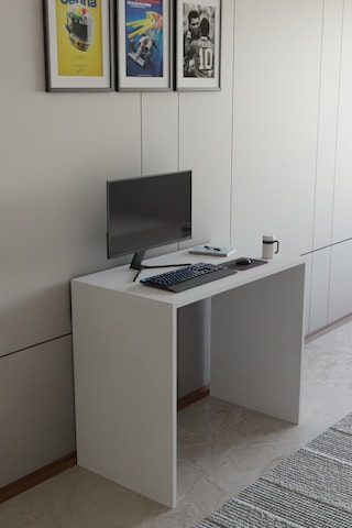 Alpa Ev Mobilya Çalışma Masası, Modern Bilgisayar Masası, Ofis & Ev Kullanımı, Minimal Tasarım Beyaz
