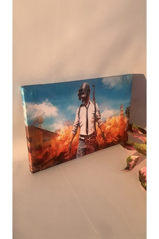 Pubg Oyun Görseli Natürel Tasarım Ahşap Çerçeve Ev İşyeri Duvar K