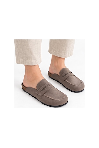 Dad Wolf Dadwolf Naples Wrapped 1029675 Loafer Terlik Mantar Taban Hafif Kaymaz Rahat Arkası Açık Günlük Mako Bej