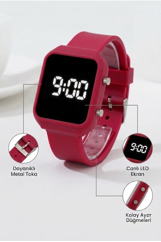 5atm Dijital Led Çocuk Saati Dokunmatik Çocuk Saati Akıllı Saat Değil Kırmızı - 522216596 Beyaz
