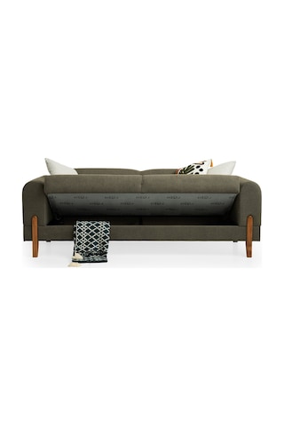 Zara Ahşap Ayaklı Yeşil 3 Lü Kanepe Yeşil
