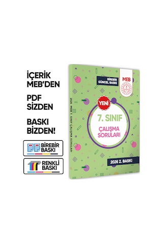 2026 7.Sınıf MEB Tüm Dersler Çalışma Soruları Soru Bankası (Renkli Baskı A4 Boyut) BASKI ÜCRETİ