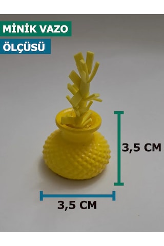 6 Adet Sarı Yapay Çiçekli Limon Sarısı Minik Vazo