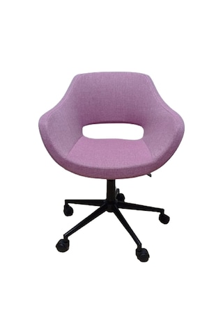 Ofis Koltuğu Çalışma Sandalyesi Pembe Renk Keten Kumaş Döküm Süng