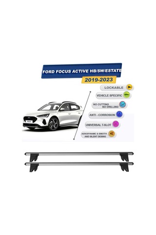 Cross Auto Accessorıes Oto Yapışık Tavan Çıtası İçin Ford Focus Active Hb/sw/estate 2019-2023 İle Uyumlu Kilitlenebilir Ara Atkı Taşıyıcı Tavan Barı 2