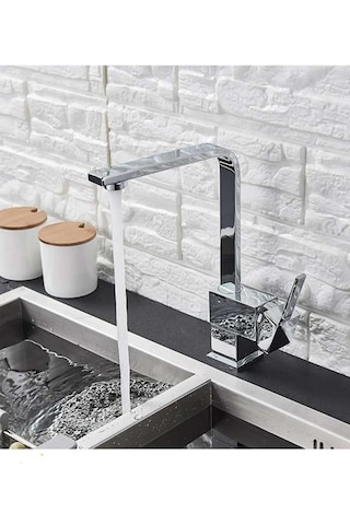 Kustar Kiev Kare Model Aç Kapa Mutfak Eviye Bataryası Krom