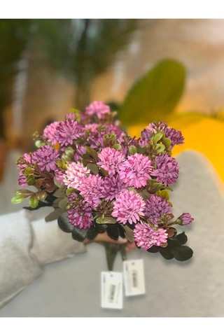 Yapay Mini Krizantem Çiçeği, Pembe, 10-15 Cm, Vazo Çiçeği Diğer