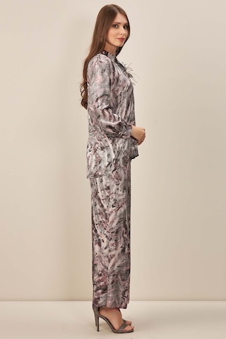 Gömlek Yaka Gri Desenli Gömlek Gri