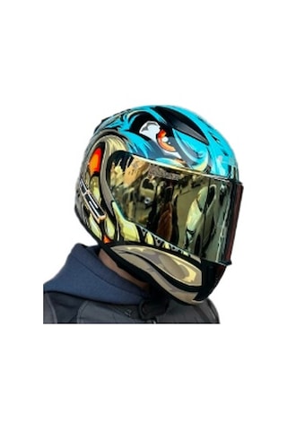 Ls2 Rapid 2 Gold Vizör Kask Neo Mavi Mor