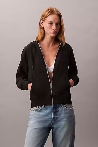 Kadın Regular Fit Fermuarlı Kapüşonlu Sweatshirt - Siyah Black