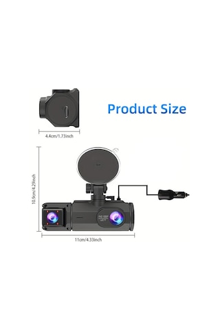 Çeşithane 3 Kanallı Full Hd Araç İçi Kamera Seti - 1080p Ön, Arka Ve İç Üçlü Lens Dash Cam, 32gb Haf