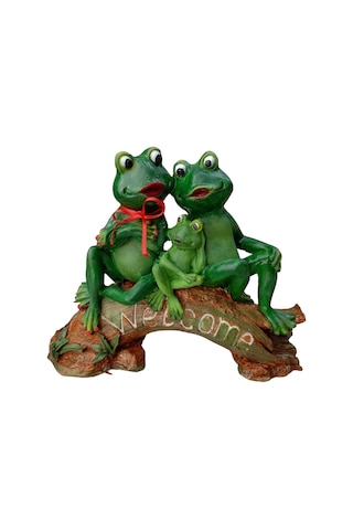 Welcome Yazılı Kurbağa Figür, Dekoratif Obje, Bahçe Heykeli