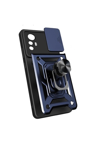 Mi 12 Lite Kılıf Magnetik Standlı Kamera Korumalı Mkst Sürgülü Vega Kapak - Siyah Siyah