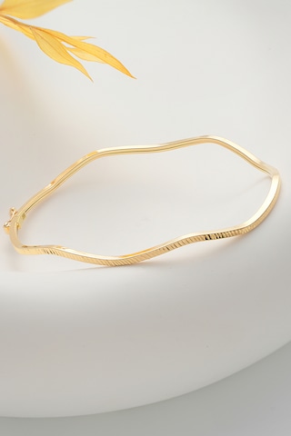 14 Ayar Altın Esli Model Kalemli Kelepçe Bilezik - Mmblk-33032 Sarı Altın