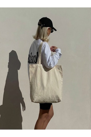 10 Adet Ham Bez Çanta 40x44 +10 Cm Körüklü- %100 Pamuk Doğal Bez Çanta Seti Krem