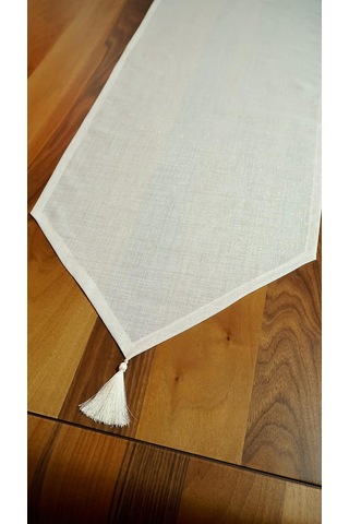 Viemso Simli Keten Runner Püsküllü, Kırık Beyaz, 45x150cm Sku: Smg8690010191106 30 x 50