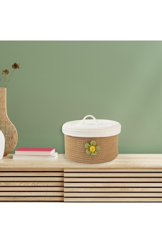 Pazly Suntek Sepeti Saklama Pamuk Magideal M Kapaklı İpli Çok Amaçlı Yp Beyaz - Kahverengi