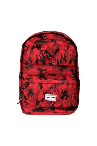 Kırmızı Icone Kamuflaj Baskılı Dört Cepli Sırt Çantası Kırmızı