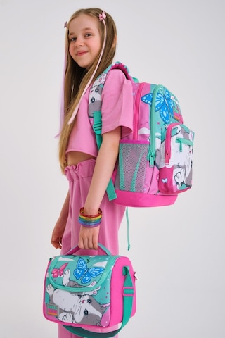 Coral High Kids Su Yeşili Pembe Kedi Desenli 3 Lü Okul Çanta Seti Set0123707