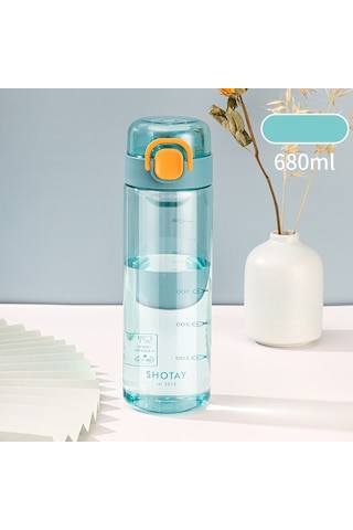 Tuomeng Yeni Büyük Kapasiteli Taşınabilir Plastik Su Bardağı Uzay Bardağı Zıplayan Kapak Düz İçme Bardağı 680 Ml Mavi