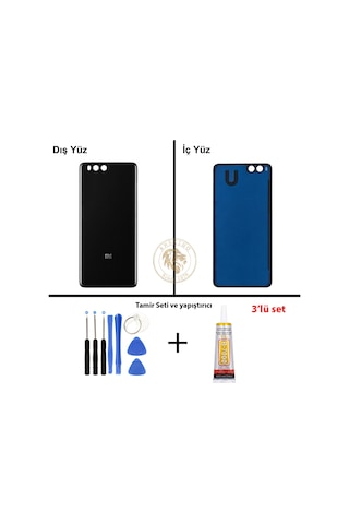 Xiaomi Mi Note 3 Siyah Arka Pil Kapağı Batarya Kapağı Lazer Kesim + Yapıştırıcı Ve Vida Seti Çok Renkli