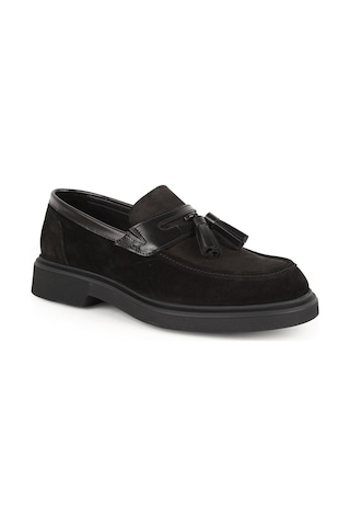 Libero Erkek Loafer Ayakkabı Siyah Hakiki Süet Deri Püsküllü Pratik Slip-on Hafif Kalın Eva Taban L6097