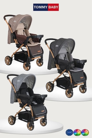 Tommybaby TB-980 Gold Çift Yön Lüx Bebek Arabası Puset Füme
