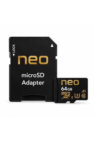 Neo 64 Gb Hafıza Kartı Micro Sd Kart Ve Adaptörü 100 Mb/s