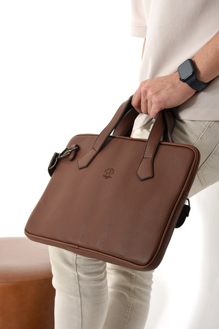 Westpolo Vegan Deri Unisex Laptop, Evrak Çantası - 6078 Taba
