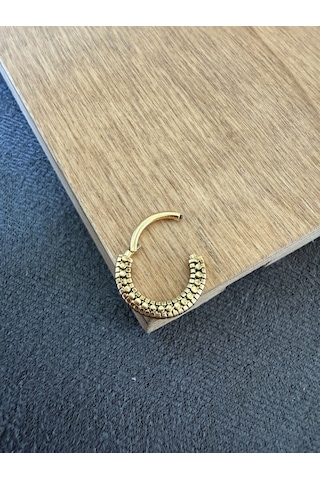 %100 316 L Cerrahi Çelik Antik Desen Kilitli Halka Piercing Altın