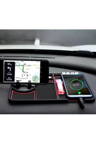 Zhltools Pratik Torpido Üstü Numaratörlü Telefon Tutucu Kaydırmaz Mat Siyah