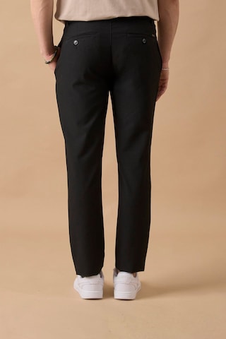 Braccas Erkek Slim Fit Beli Bağlamalı Dokulu Siyah Pantolon Siyah