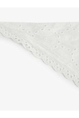 Koton Pamuklu Dantelli Üçgen Bandana Beyaz 6sak50053aa