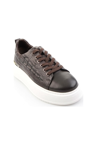 Siyah Hakiki Deri Erkek Sneaker E01398071043 Siyah