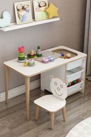 Moniev Çocuk Çalışma Masası Oyun Ve Etkinlik Masası Yaz Sil Masa Byz Spt San Beyaz