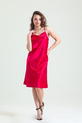 Magic Form 7790 Kadın Fuşya Degaje Yaka Saten Gecelik Fuşya