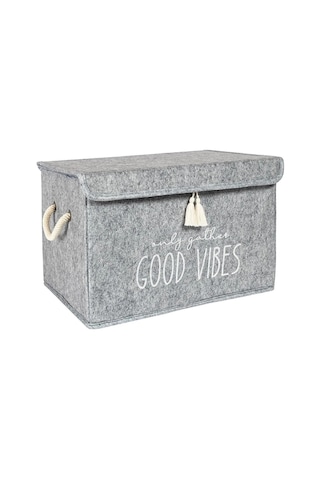 Keçe Kapaklı Düzenleyici Kutu Gri 35x23x23cm Gri-beyaz