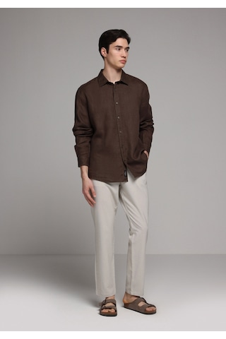 Colin's Colins Regular Fit Shirt Neck Düz Erkek Kahverengi Uzun Kol Gömlek Cl1080090 Q1.v1 Brw