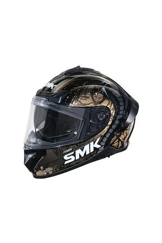 Smk Typhoon Reptile Siyah-gold Dragon Kapalı Kask Güneş Vizörlü Parlak Siyah-gold