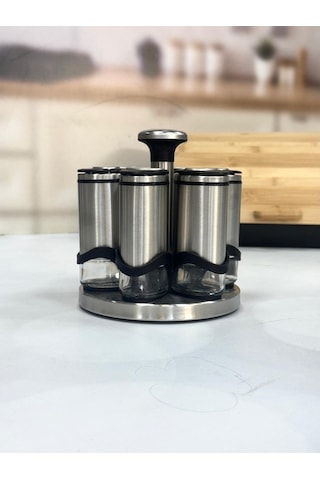 Arow Basil 7 Li 115 Ml Döner Standlı Baharat Seti Inox