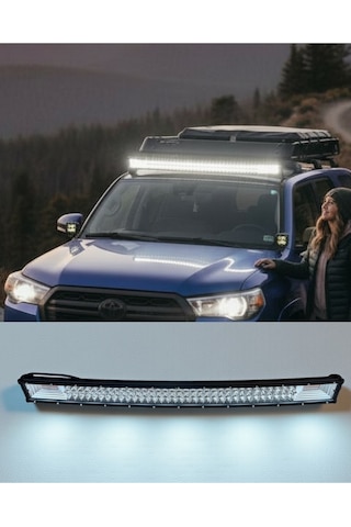 Offroad Oval Tepe Sis Lambası 80cm Beyaz-amber Çakarlı 135 Led 405w Eğimli Yayıcı Delici Off Road