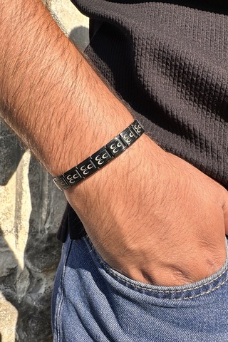 Osmanlı Üç Hilal Bayrağı İtalyan Charm Unisex Çelik Bileklik Scb58 Siyah 10755787
