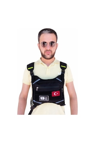 Motorcu Göğüs Çantası Reflektörlü Su Geçirmez Kan Grubu B-