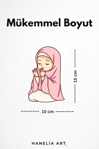 Priz Üstü Namaz Kılan Kız Çocuk Sticker Parlak Duvar Sticker Çocuk Odası Dekoru Çok Renkli