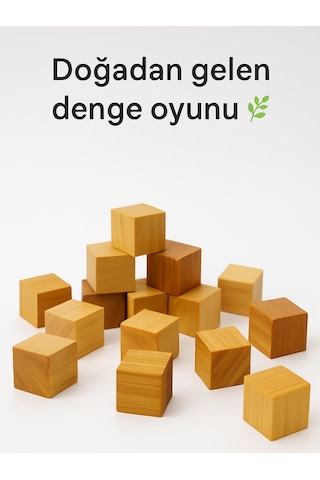 Cwwtoys Küp Denge 22 Parça Ahşap Denge Oyunu, 3 Yaş+