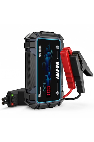 Avapow A9 29.6WH/8000MAH 1500A Jump Starter Taşınabilir Akü Takviye Kiti (Powerbank + LCD + LED Işık)