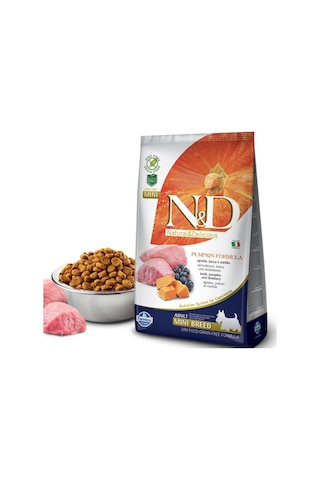 N&D Bal Kabaklı Kuzu Etli ve Yaban Mersinli Tahılsız Küçük Irk Yetişkin Köpek Maması 7 KG
