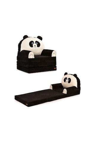 Portatif Katlanabilir Sevimli Çocuk Koltuğu - 3 Katlı Çocuk Yatak Koltuk - Taşınabilir Bebek Koltuğu Siyah