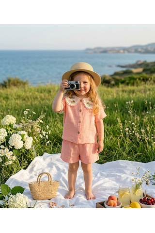 Baby Lory Kids Store Kız Çocuk Dantel Yaka Detaylı Takım AÇIK PEMBE
